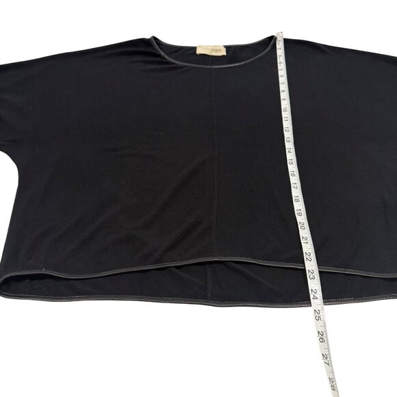 Alice + Olivia Air‎ Black Lamb Leather Trimmed Blouse Size M - Picture 12 of 12